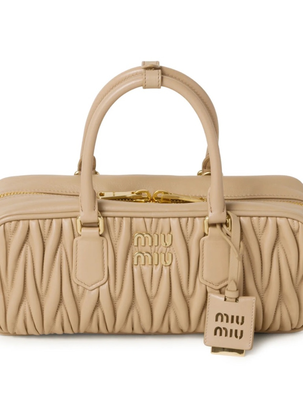 Miu Miu Arcadia Beige Matelassé Leather Top-Handle Bag